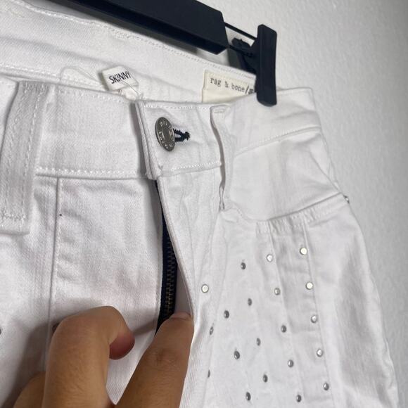 Rag & Bone Womens Jeans Size 29 White Denim Studded Skinny Leg Casual - Picture 11 of 15